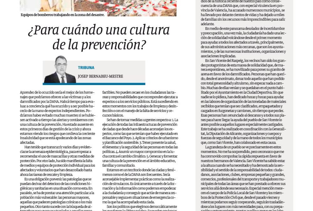 Josep Bernabéu – ¿Para cuándo una cultura de la prevención?